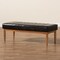 Baxton Studio Daymond Mid-Century Modern Dark Brown Faux Leather and Walnut Brown Finished Wood Dining Bench 186-11351-Zoro - alternate 5